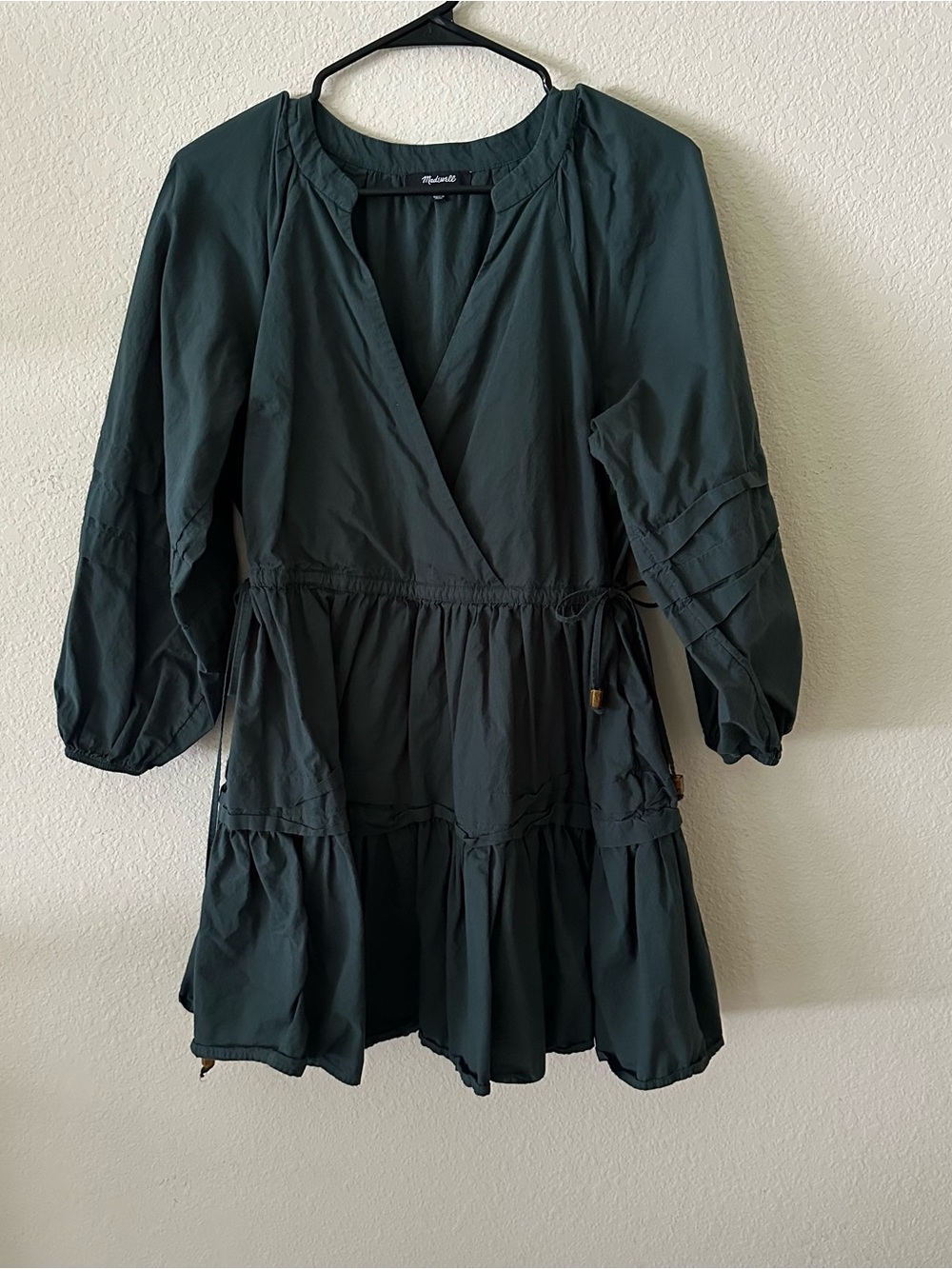 Madewell Deep Green Tiered Mini Dress size PS